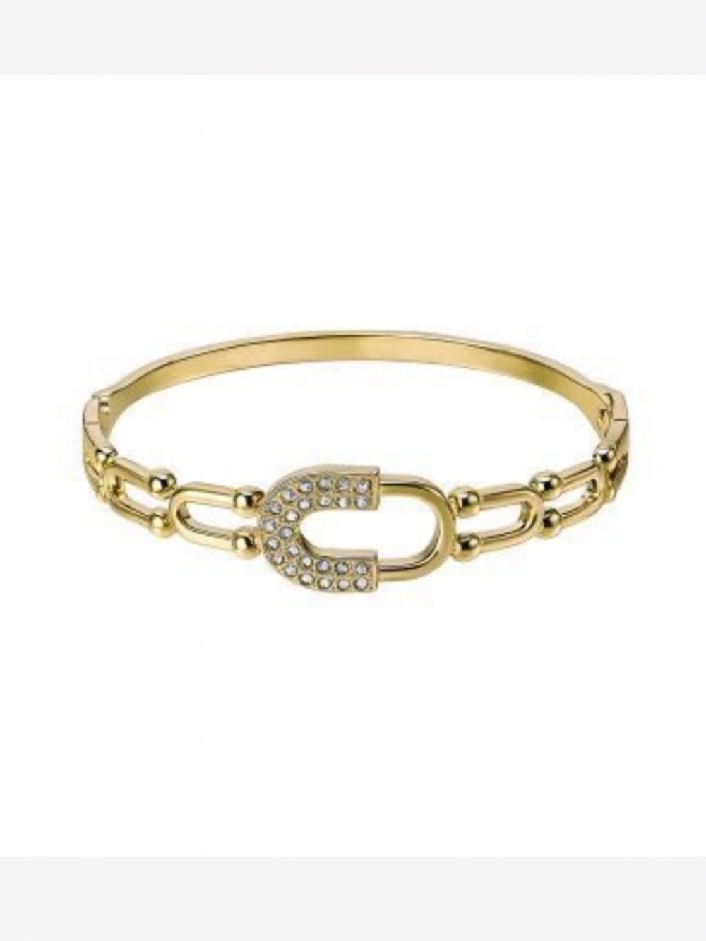 Gold Link Crystal Cuff Bracelet